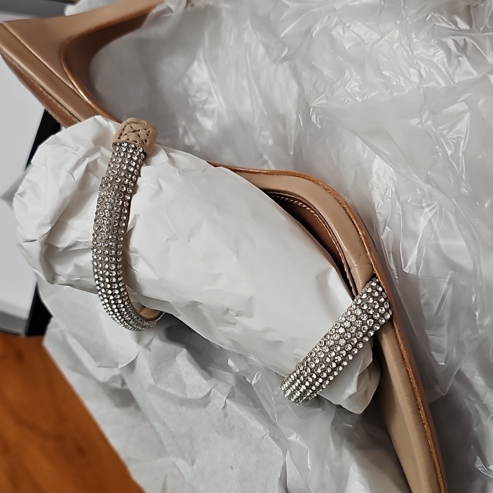 BCBGMAXAZRIA Duponi Leather Palomino Rhinestones Stiletto Sandals Size 11 - Picture 12 of 15